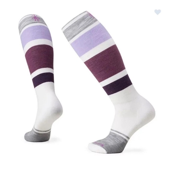 Smartwool Women's Large Snowboard OTC Socks Targeted Cushion White Purple NWT - Picture 3 of 7